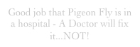 Good job that Pigeon Fly is in a hospital - A Doctor will fix it...NOT!