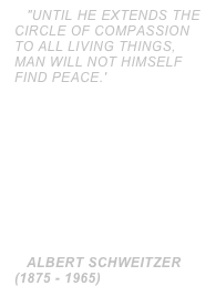 "Until he extends the circle of compassion to all living things, man will not himself find peace."
￼
Albert Schweitzer (1875 - 1965)